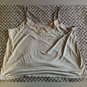 Gray spaghetti strap shirt with a v-neck line from Lane Bryant.